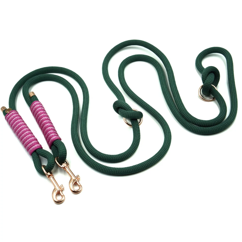 zielona linowa smycz dla psa