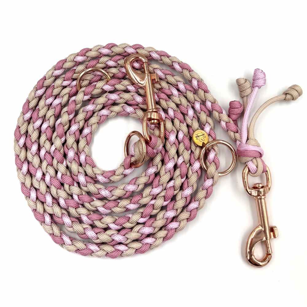 Smycz dla mini ras w kolorze pastelowego różu