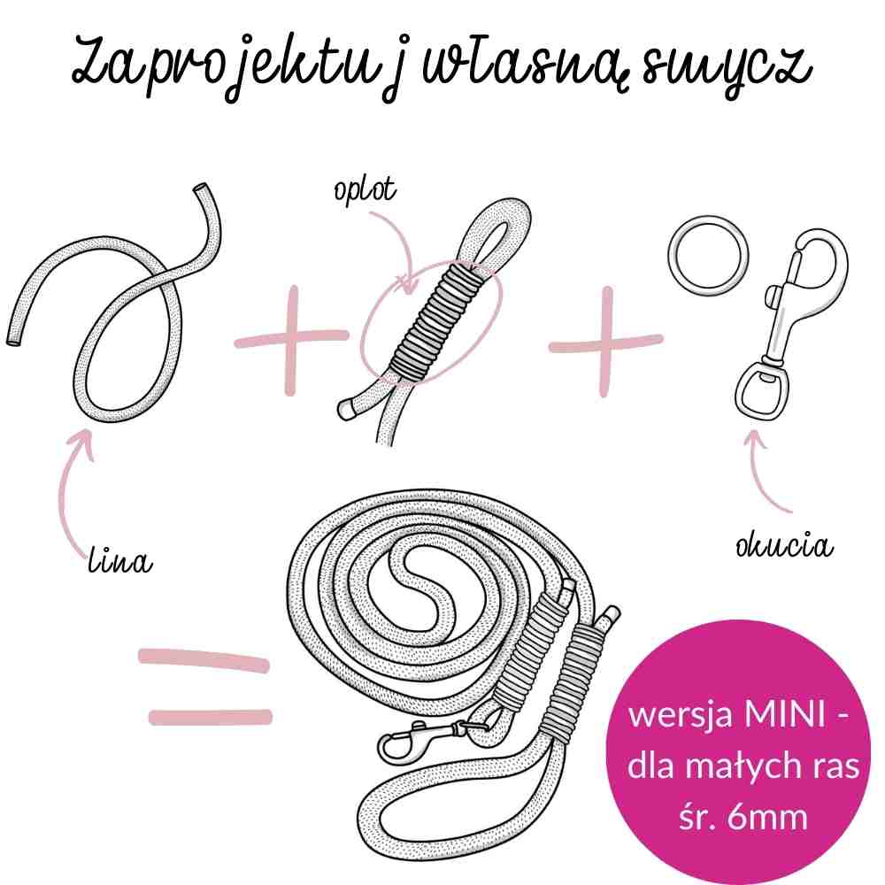 MINI personalizowana smycz linowa - zaprojektuj swoją wersję kolorystyczną