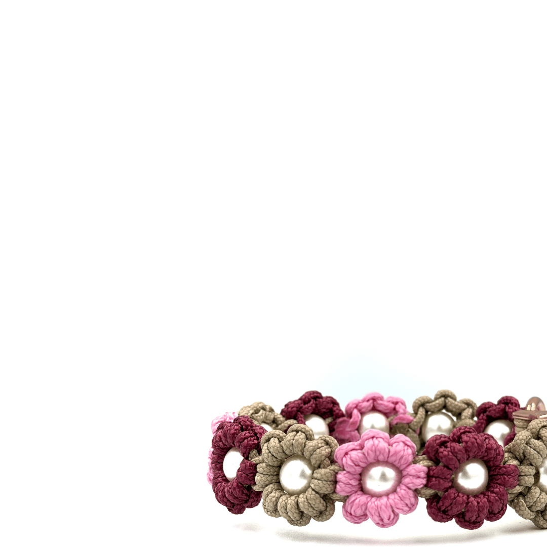 Elegancka Obroża dla psa z motywem kwiatów, wykonana ręcznie