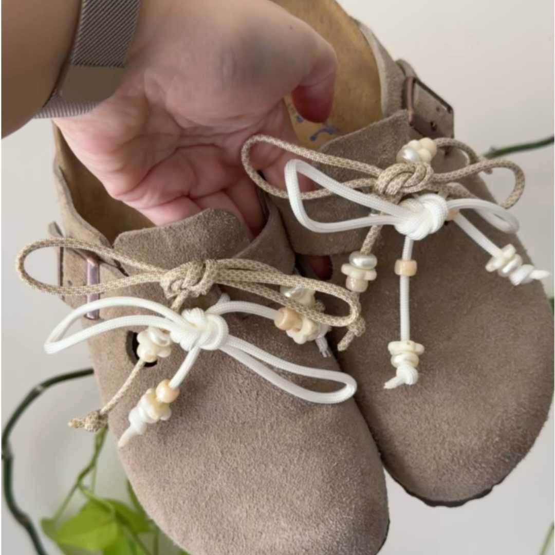 handmade zestaw do ozdabiania klapek birkenstock beauty taupe